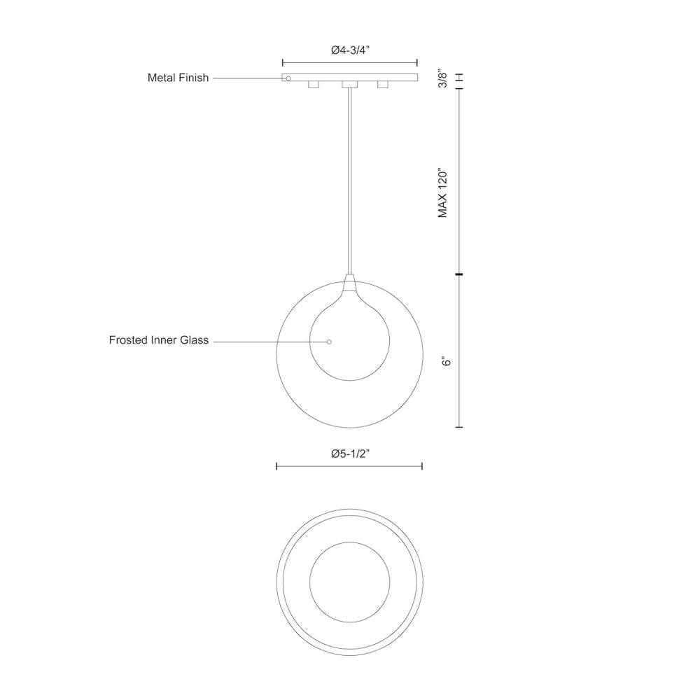 Kuzco Bolla PD3106 Pendant, 6-in, Chrome