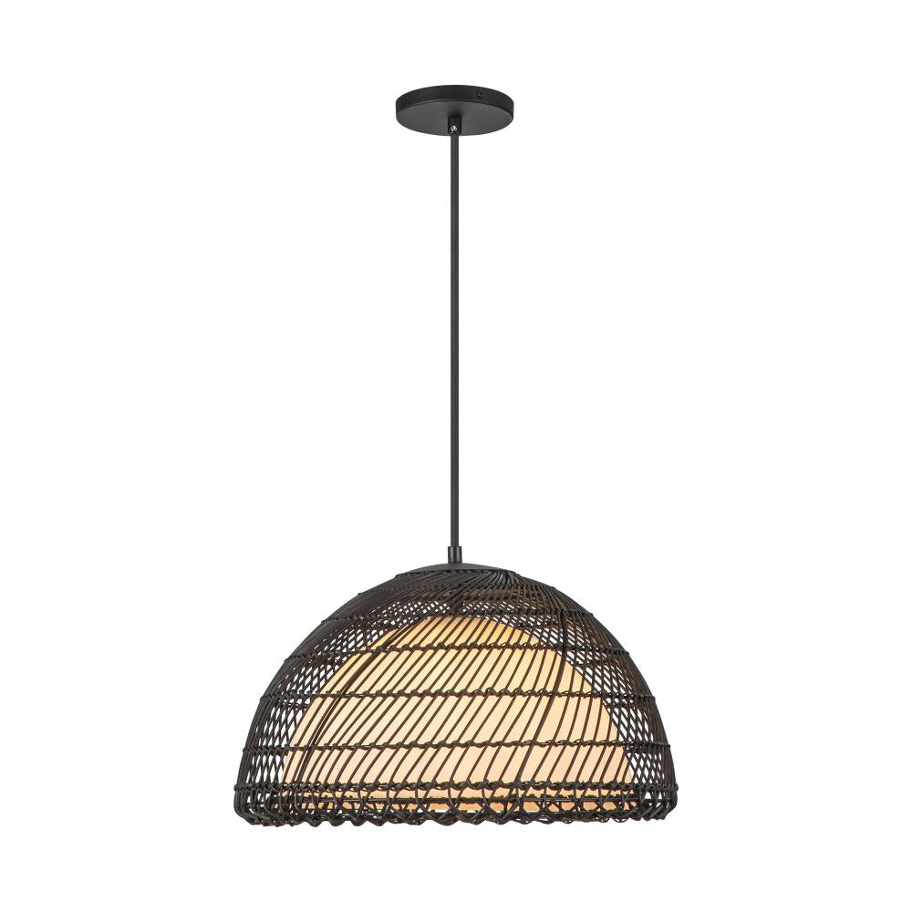 ALORA MOOD Lighting PD631416MBOP Pendant, 1 Light, Matte Black/Opal