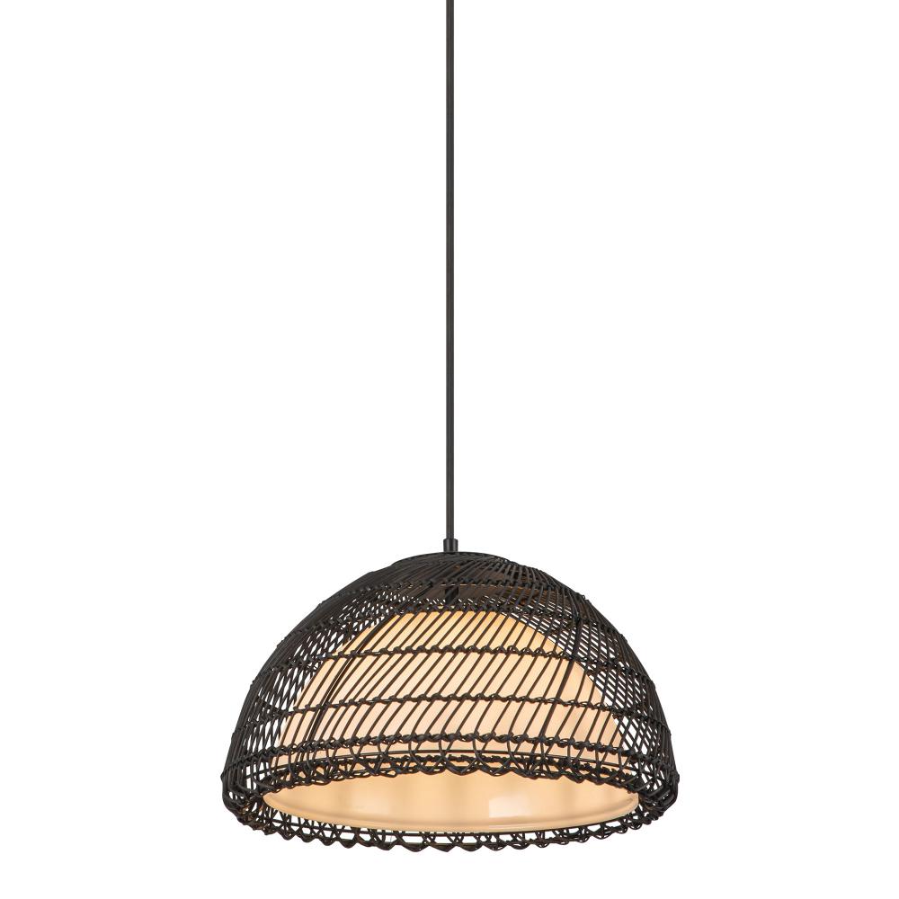 ALORA MOOD Lighting PD631416MBOP Pendant, 1 Light, Matte Black/Opal