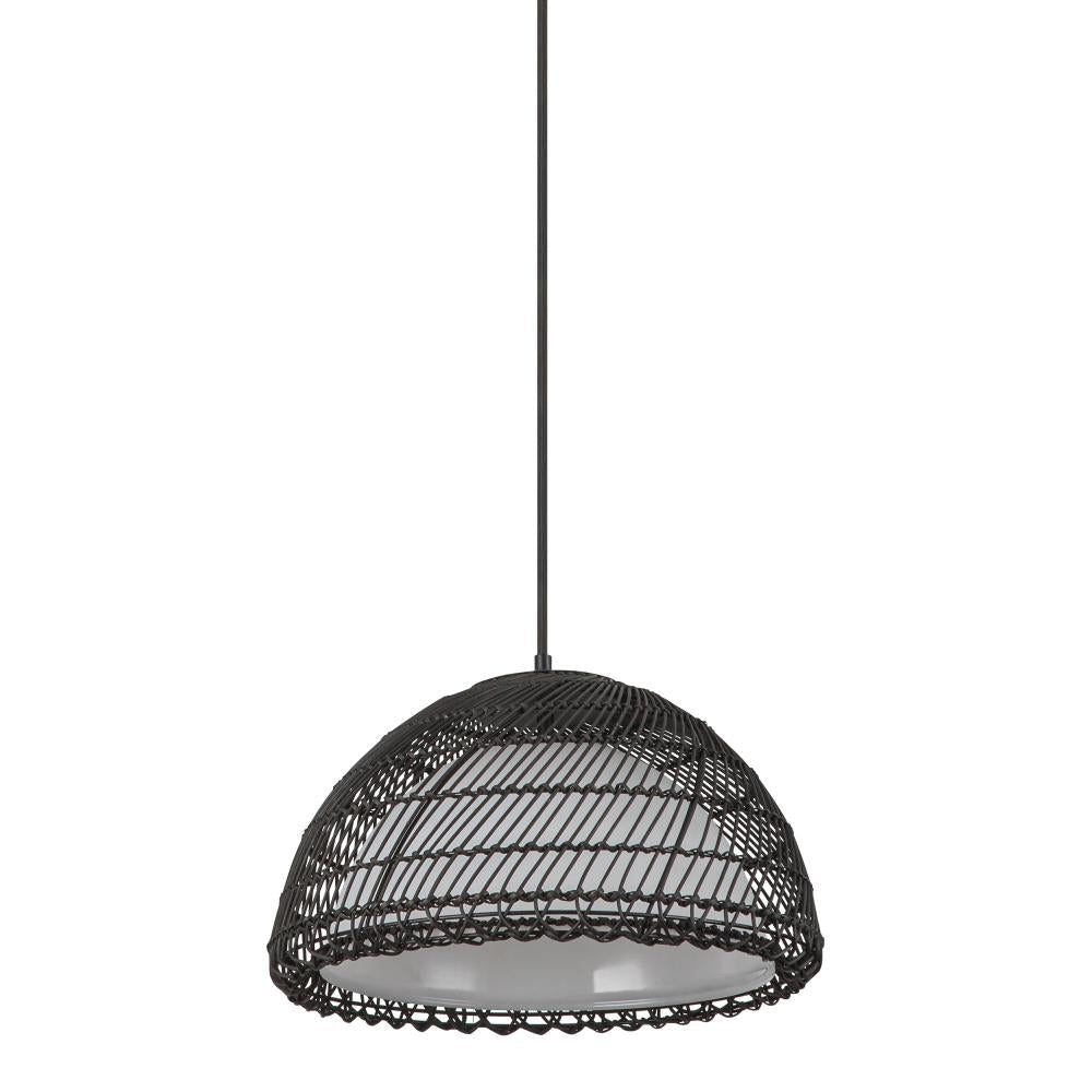 ALORA MOOD Lighting PD631416MBOP Pendant, 1 Light, Matte Black/Opal
