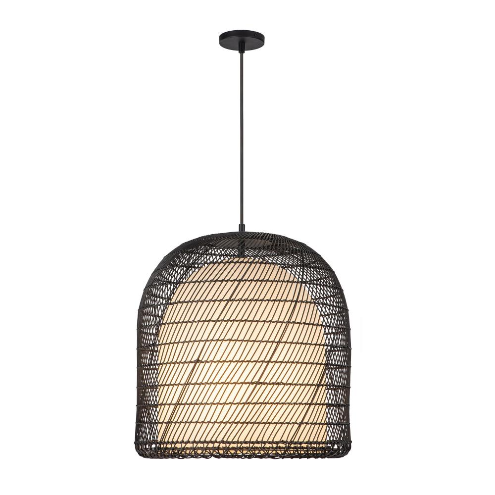 ALORA MOOD Lighting PD631920MBOP Pendant, 1 Light, Matte Black/Opal Glass