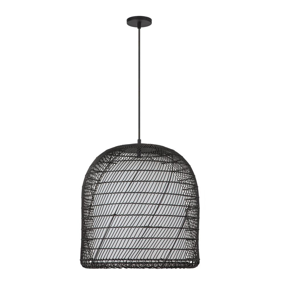 ALORA MOOD Lighting PD631920MBOP Pendant, 1 Light, Matte Black/Opal Glass