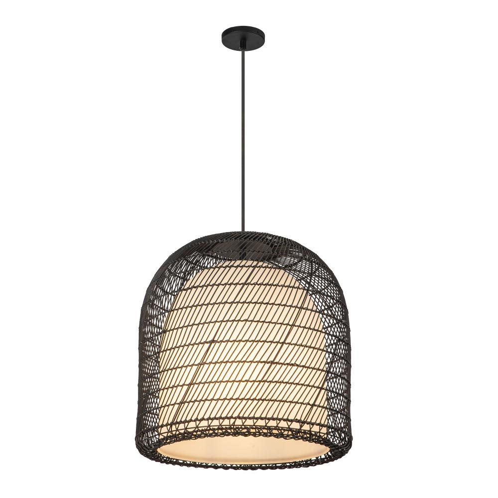 ALORA MOOD Lighting PD631920MBOP Pendant, 1 Light, Matte Black/Opal Glass