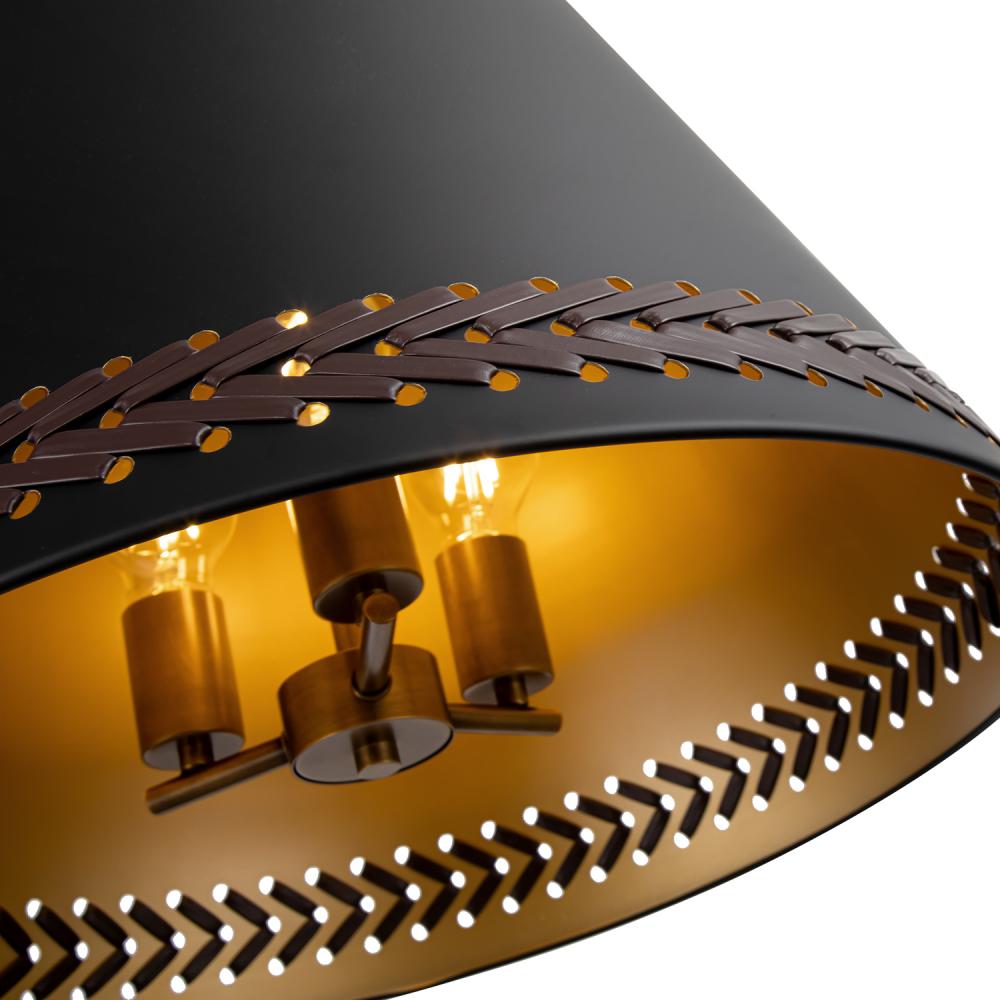 ALORA Lighting PD342020MBHL Pendant Light Fixture, UL Dry Rated, Matte Black/Hazelnut Leather