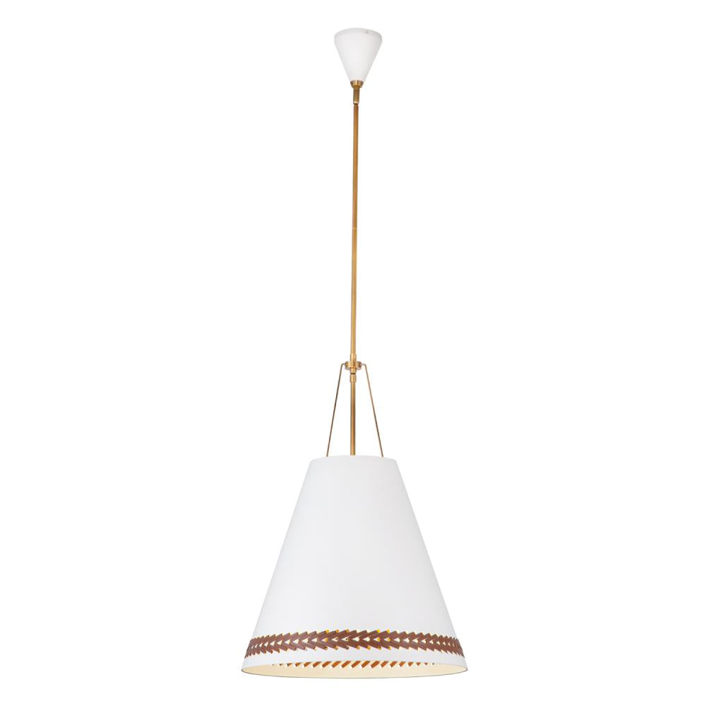 ALORA Lighting PD342020MWHL Pendant Light, 3 Lights, Matte White/Hazelnut Leather