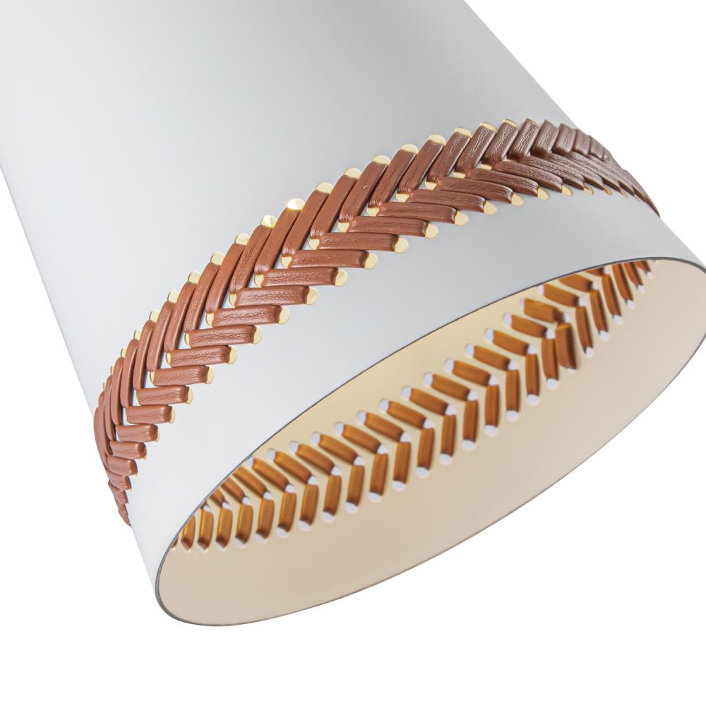 ALORA Lighting WV342105MWHL Brickell 5-in Wall/Vanity Light Fixture, 1 Light, Matte White/Hazelnut Leather