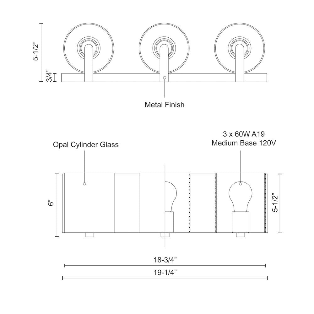 Kuzco Lighting 70233BN Vanity Light Fixture, UL Damp Rated, Brushed Nickel