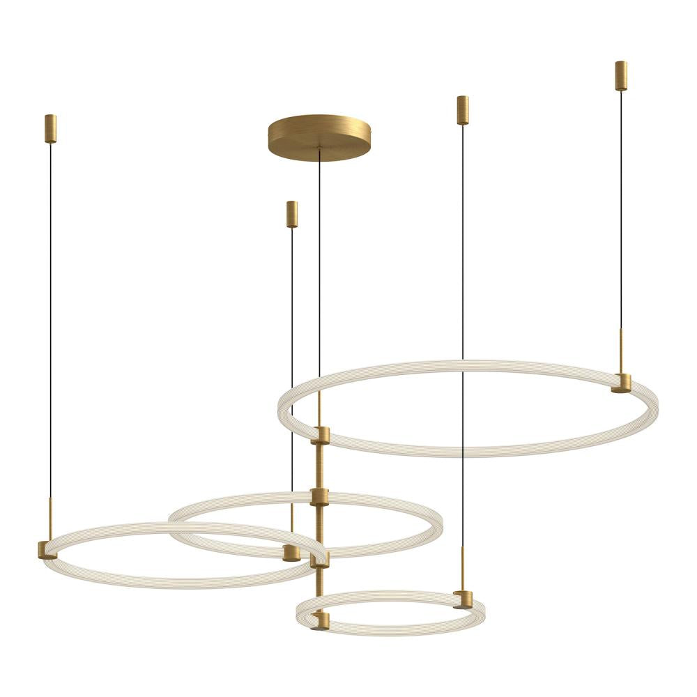 Kuzco Bruni CH24755-BG 55-in LED Chandelier, Adjustable Rings, Brushed Gold