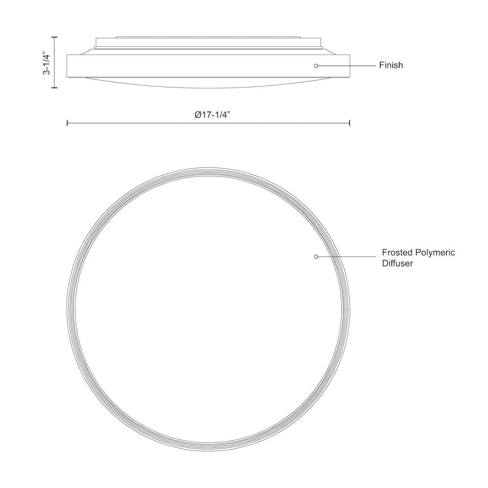 Kuzco FM43518-BK-5CCT Flush Mount Light Fixture, LED, Black