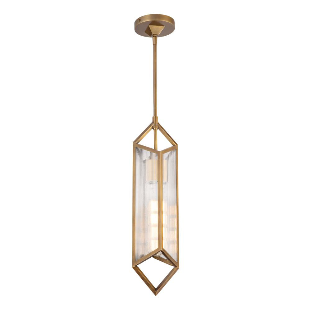ALORA Lighting PD332119VBCR Pendant, Ribbed Glass/Vintage Brass