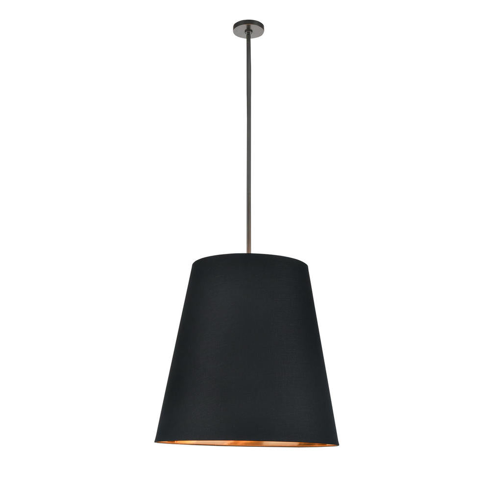 ALORA Lighting PD311025UBBG Pendant, 3 Lights, Black Linen With Gold Parchment/Urban Bronze