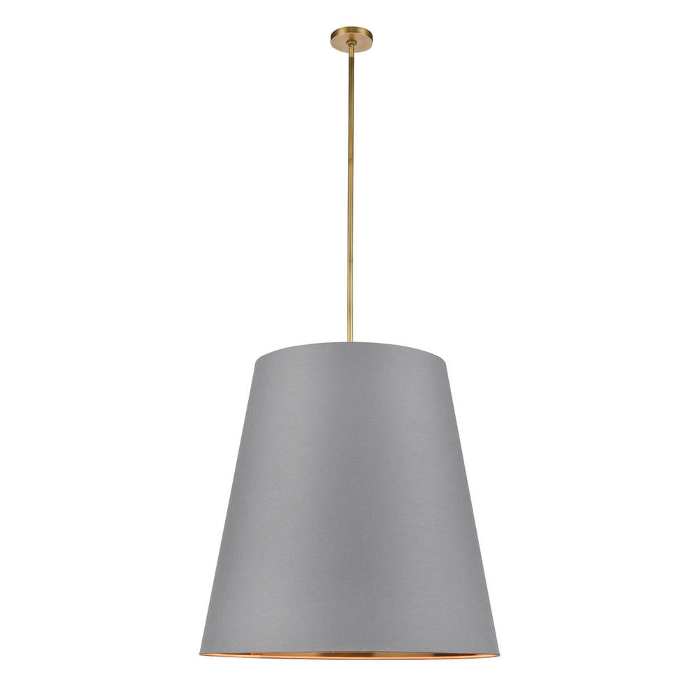 ALORA Lighting PD311030VBGG Pendant Light Fixture, UL Damp Rated, Gray Linen With Gold Parchment/Vintage Brass
