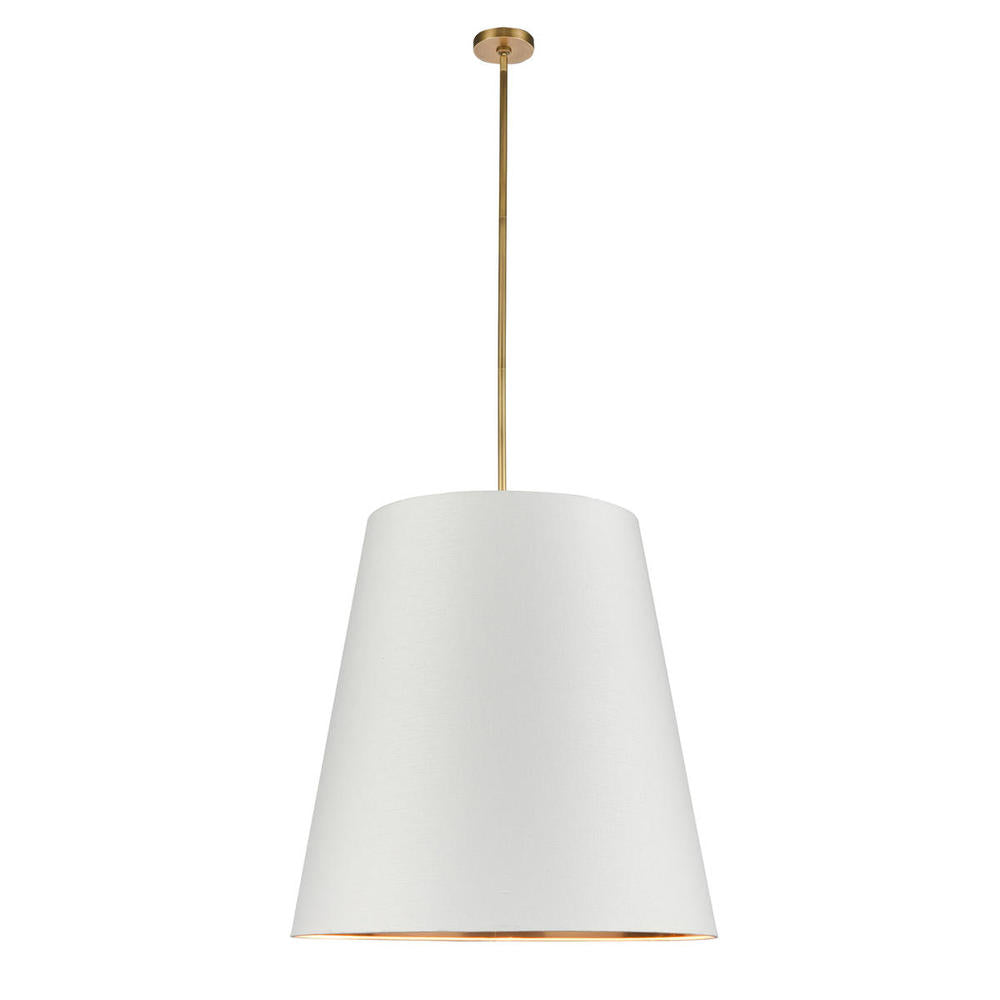 ALORA Lighting PD311030VBWG Calor 30-in Vintage Brass/White Linen Pendant, 3 Lights