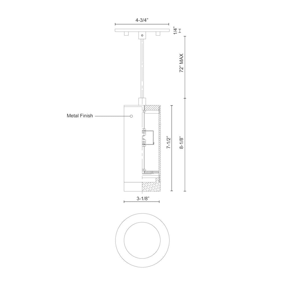 Kuzco Lighting 401431BN-LED Pendant, 8-in, LED, Single Cylinder, Brushed Nickel