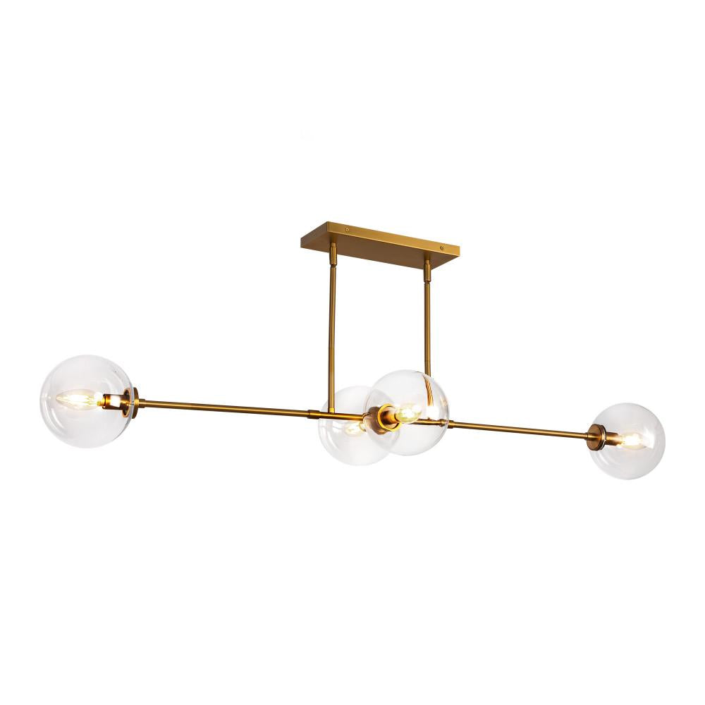 ALORA MOOD Lighting LP549448AGCL Linear Pendant, UL Damp Rated, Aged Brass/Clear Glass