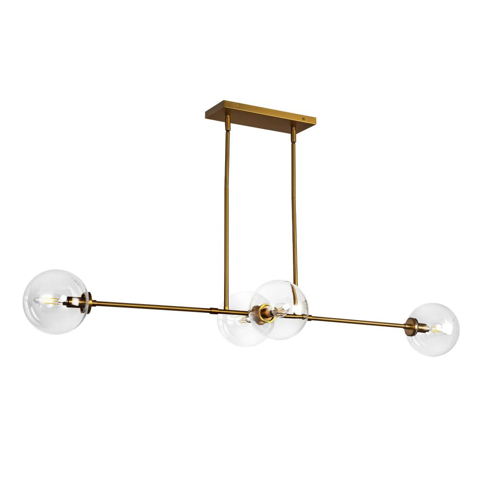 ALORA MOOD Lighting LP549448AGCL Linear Pendant, UL Damp Rated, Aged Brass/Clear Glass