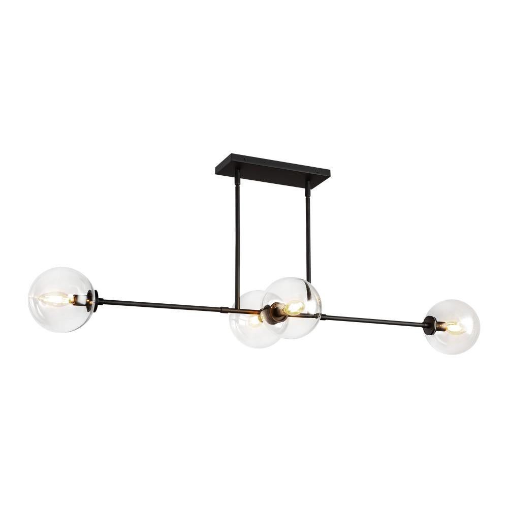 ALORA MOOD Lighting LP549448MBCL Linear Pendant, 4 Lights, Matte Black/Clear Glass