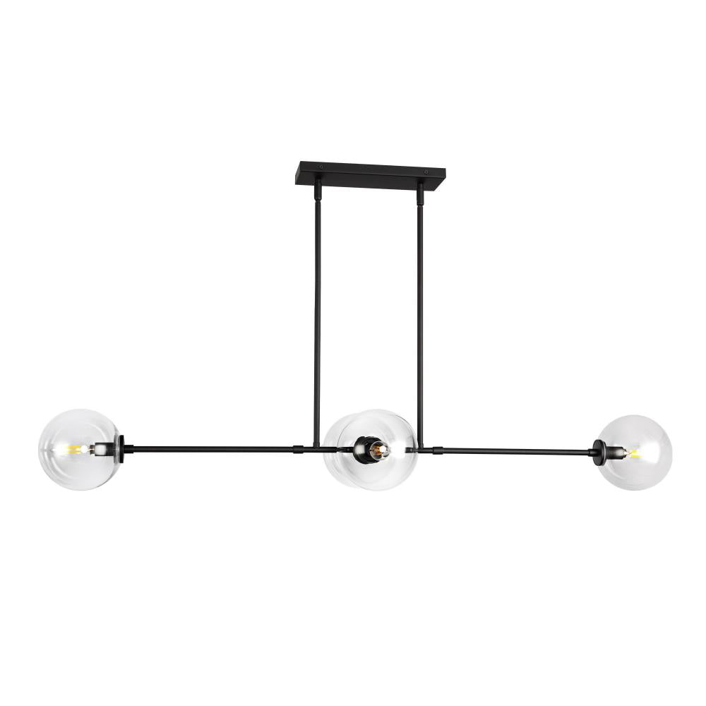 ALORA MOOD Lighting LP549448MBCL Linear Pendant, 4 Lights, Matte Black/Clear Glass