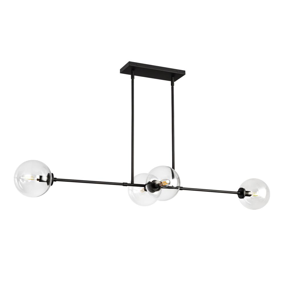 ALORA MOOD Lighting LP549448MBCL Linear Pendant, 4 Lights, Matte Black/Clear Glass