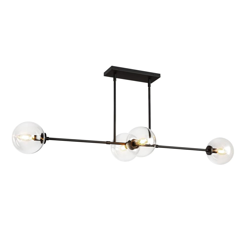 ALORA MOOD Lighting LP549448MBCL Linear Pendant, 4 Lights, Matte Black/Clear Glass