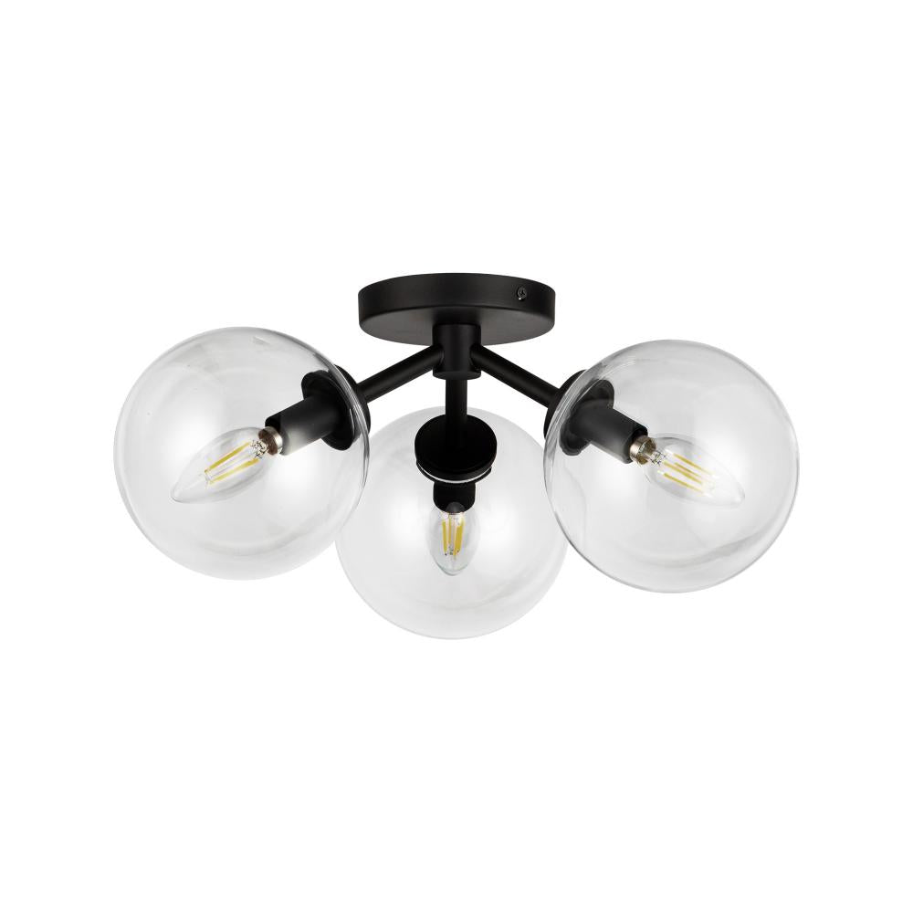 ALORA MOOD Lighting SF549315MBCL Semi-Flush Mount, 3 Lights, Matte Black/Clear Glass