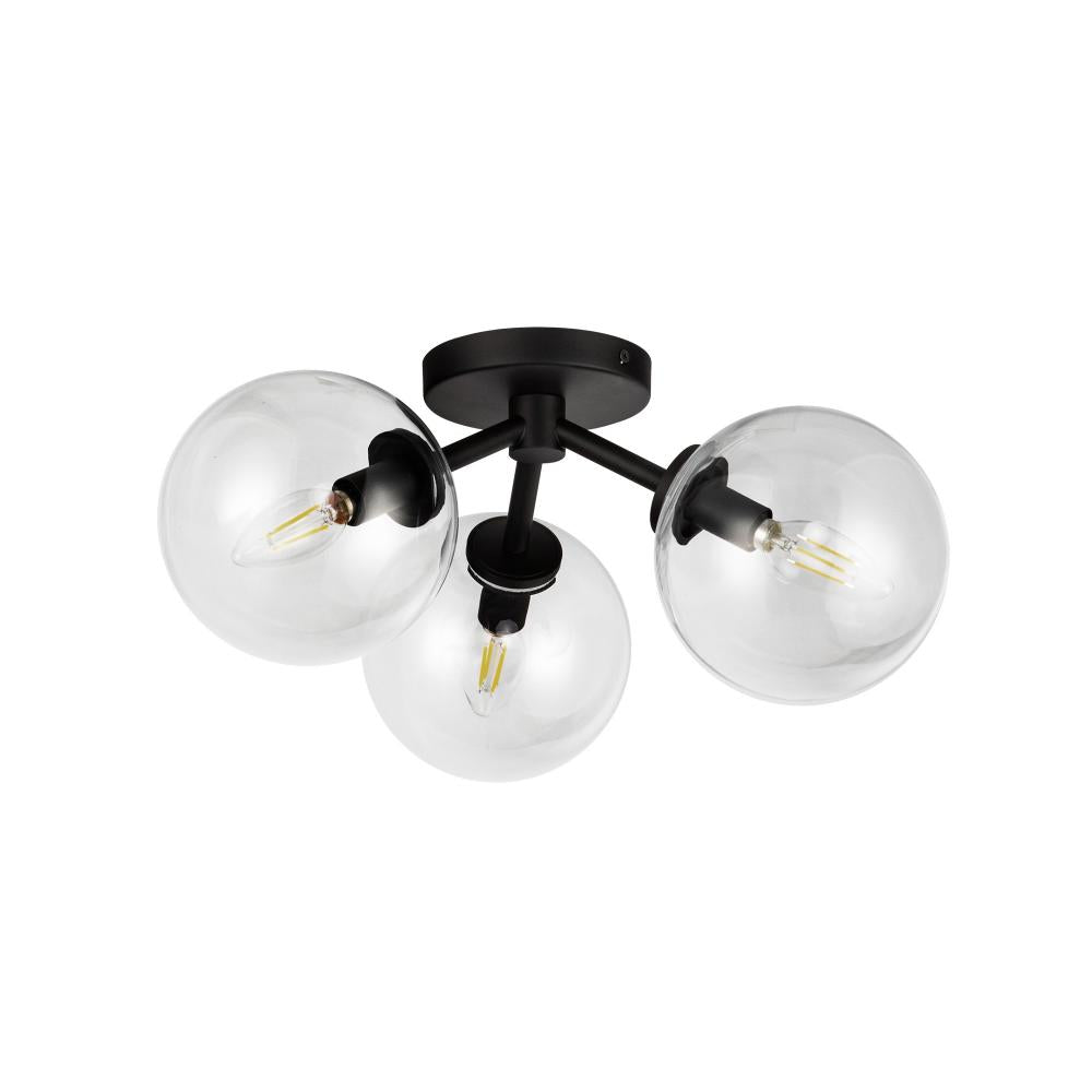 ALORA MOOD Lighting SF549315MBCL Semi-Flush Mount, 3 Lights, Matte Black/Clear Glass