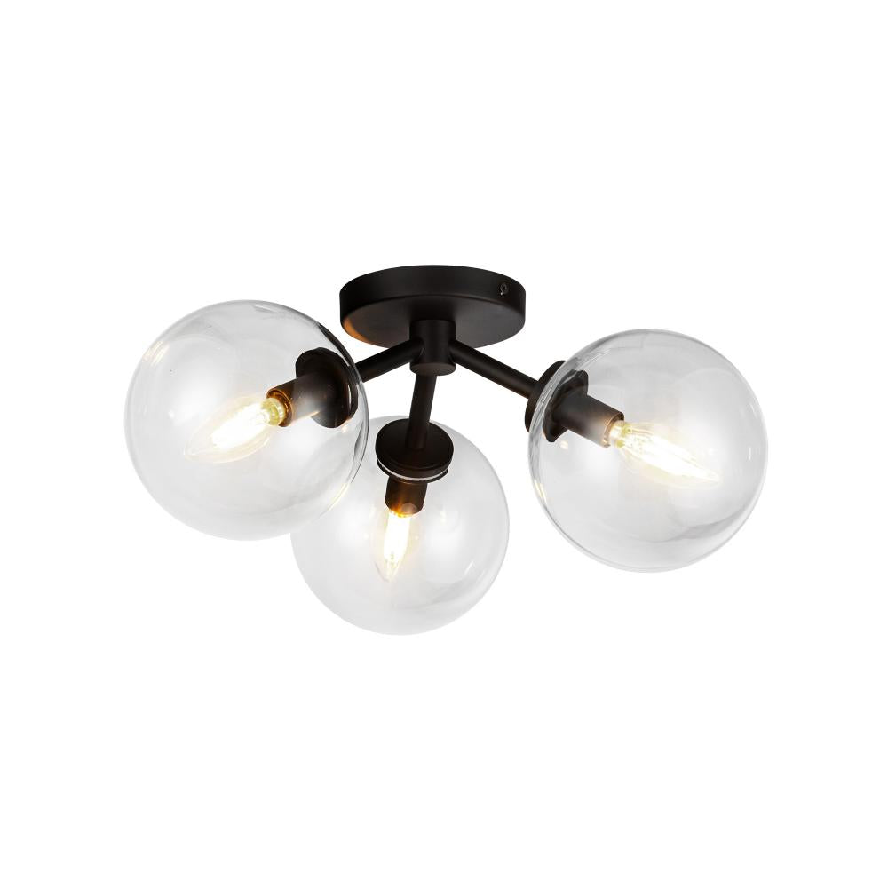 ALORA MOOD Lighting SF549315MBCL Semi-Flush Mount, 3 Lights, Matte Black/Clear Glass