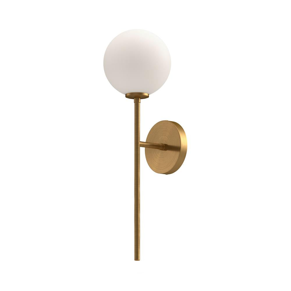 ALORA MOOD Lighting WV549101AGOP Wall/Vanity Light Fixture, UL Damp Rated, Aged Gold/Opal Matte Glass