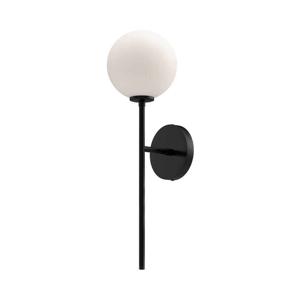 ALORA MOOD Lighting Cassia WV549101 Wall/Vanity Light Fixture, UL Damp Rated, Matte Black/Opal Matte Glass