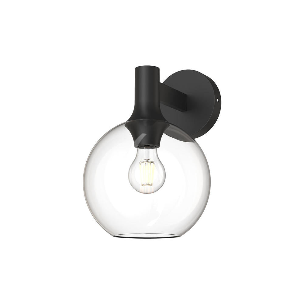 Alora Mood Lighting WV506108MBCL Castilla 8-in Clear Glass/Matte Black Wall Light Fixture, 1 Light