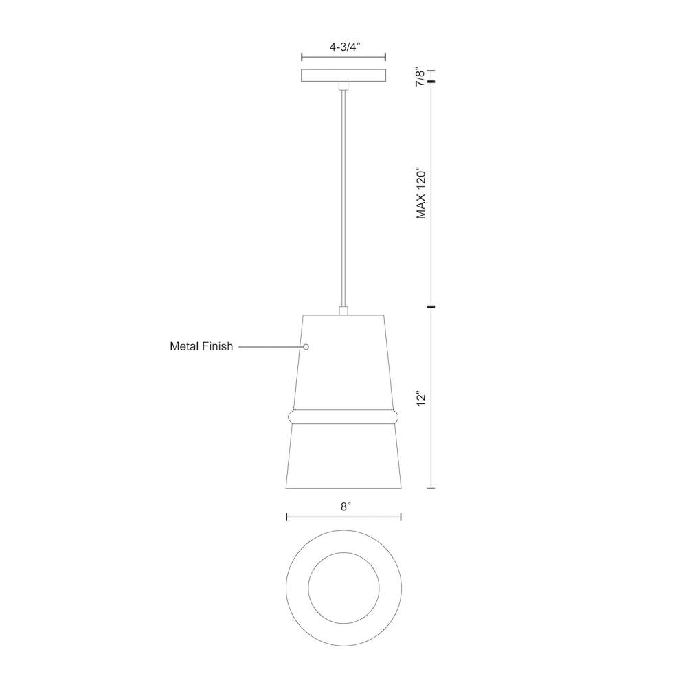 Kuzco Lighting 492208-BN Pendant, 8-in Brushed Nickel