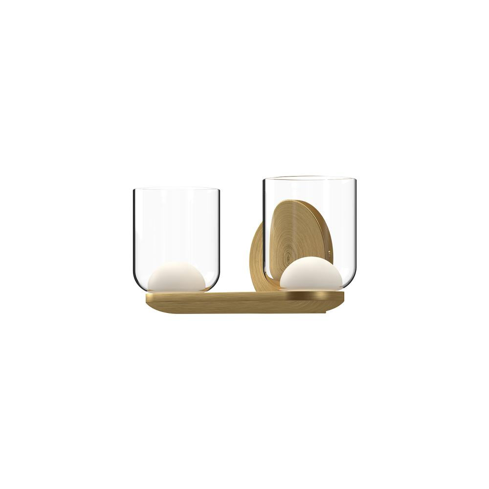Kuzco Cedar VL52512-BG/CL Vanity Light Fixture, UL Damp Rated, Brushed Gold/Clear