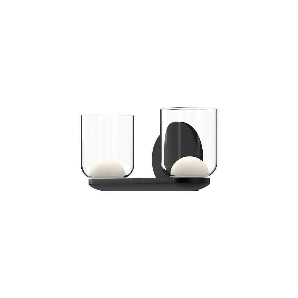Kuzco Cedar VL52512-BK/CL Vanity Light Fixture, UL Damp Rated, Black/Clear