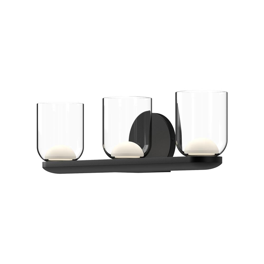 Kuzco Cedar VL52520-BK/CL Vanity Light Fixture, UL Damp Rated, Black/Clear