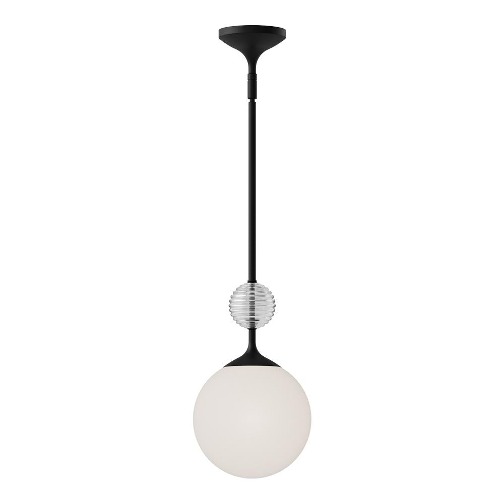 Alora Mood PD415308MBOP 1 Light Pendant, UL Listed, Matte Black/Opal Glass