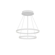 Kuzco Cerchio 24-in White LED Chandelier, UL Damp Rated, Matte Powder-Coated Finish