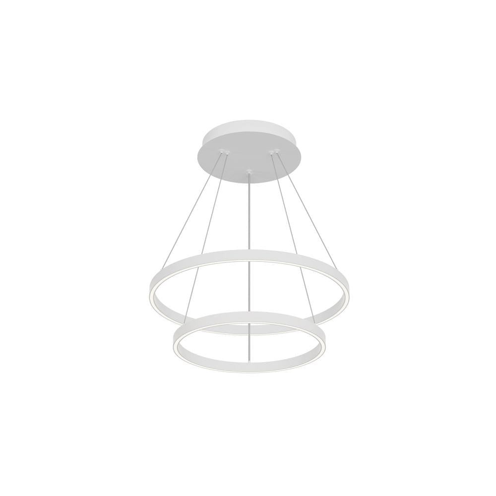Kuzco Cerchio 24-in White LED Chandelier, UL Damp Rated, Matte Powder-Coated Finish