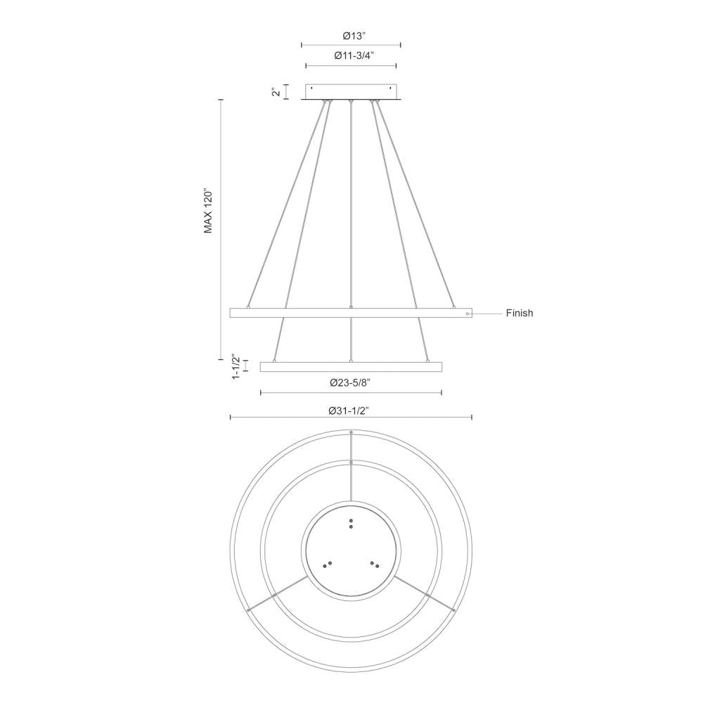 Kuzco Cerchio 32-in White LED Chandelier, UL Rated, Matte Powder-Coated