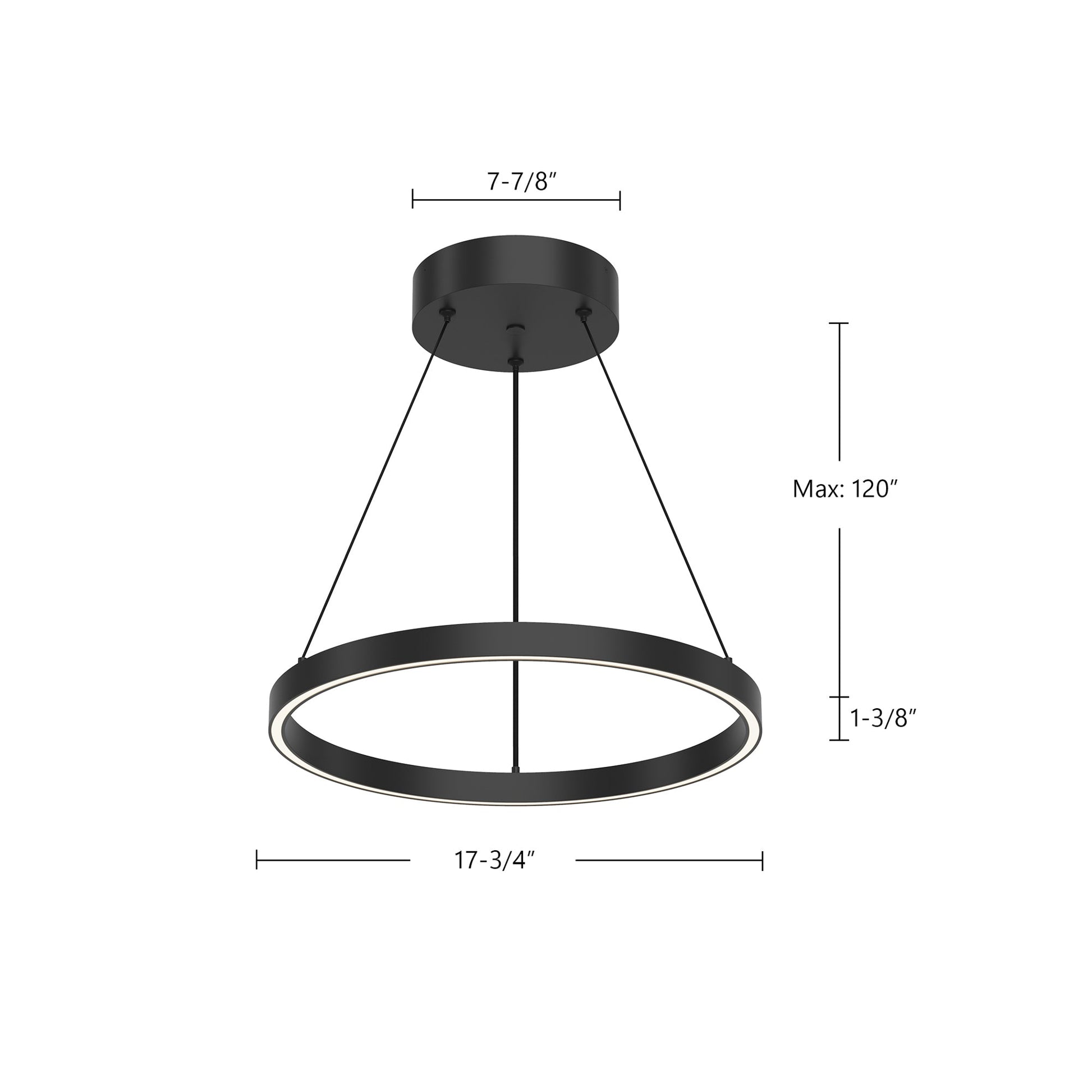 Kuzco Cerchio 18-in Black LED Pendant, Pendant, 37W, Matte Powder-Coated Finish, Black