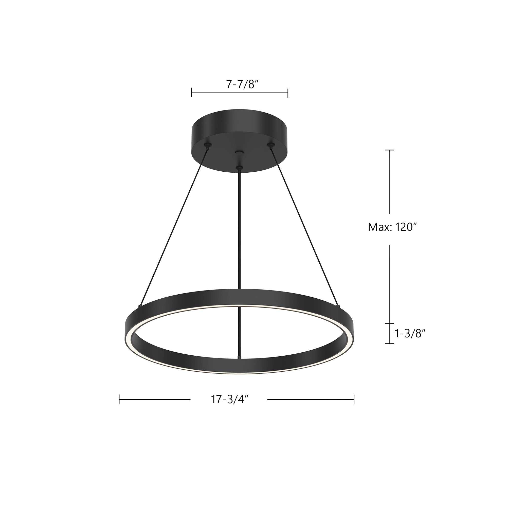 Kuzco Cerchio 18-in Black LED Pendant, Pendant, 37W, Matte Powder-Coated Finish, Black