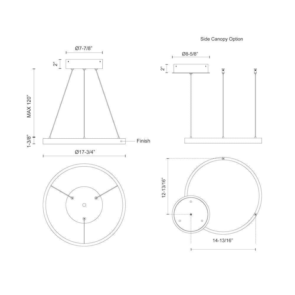Kuzco Cerchio PD87118-WH Pendant Light Fixture, LED, White