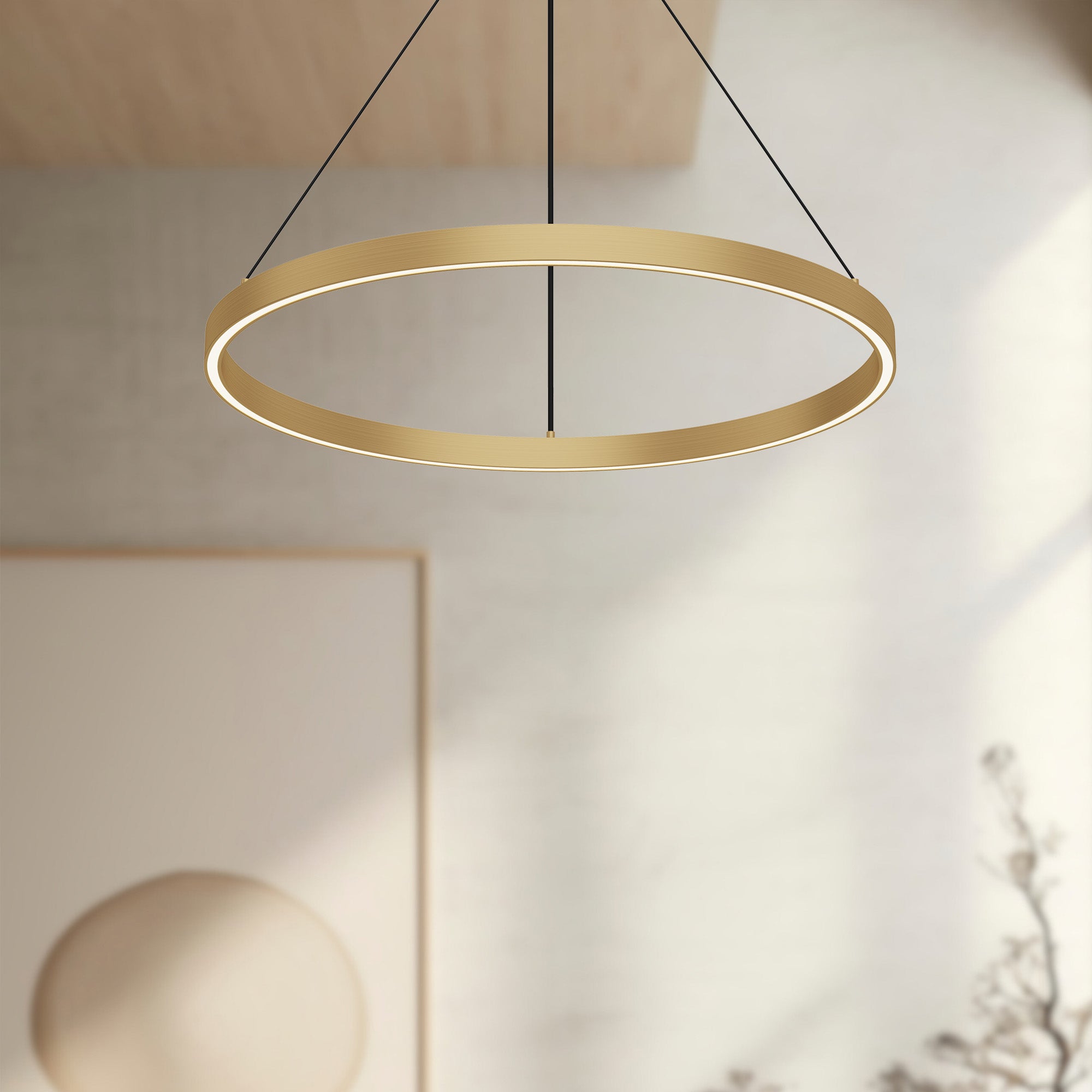 Kuzco Cerchio PD87124-BG-UNV-010 Pendant, LED, 24-in, Brushed Gold