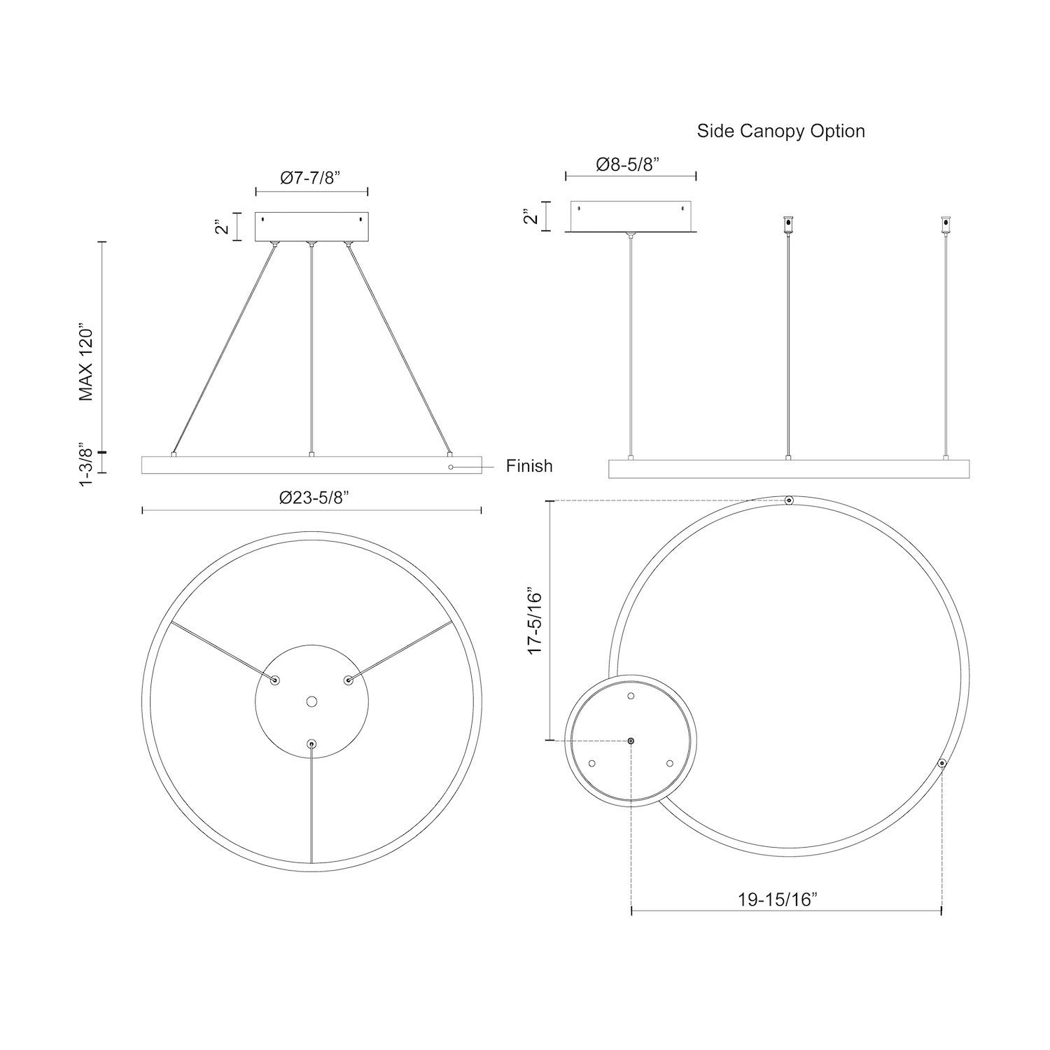 Kuzco Cerchio PD87124-WH-UNV-010 Pendant Light Fixture, LED, White