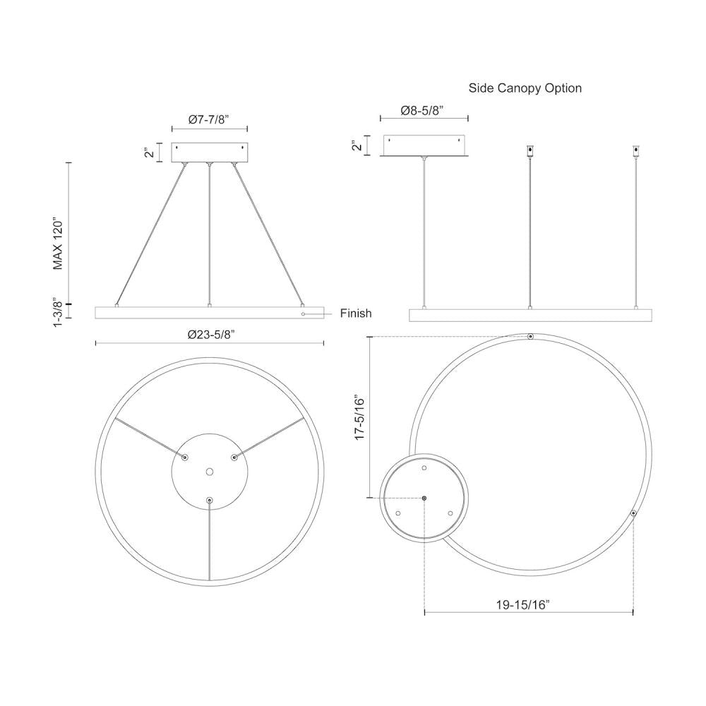 Kuzco Cerchio PD87124-WH Pendant, White LED, Down Light, Matte Powder-Coated Finish