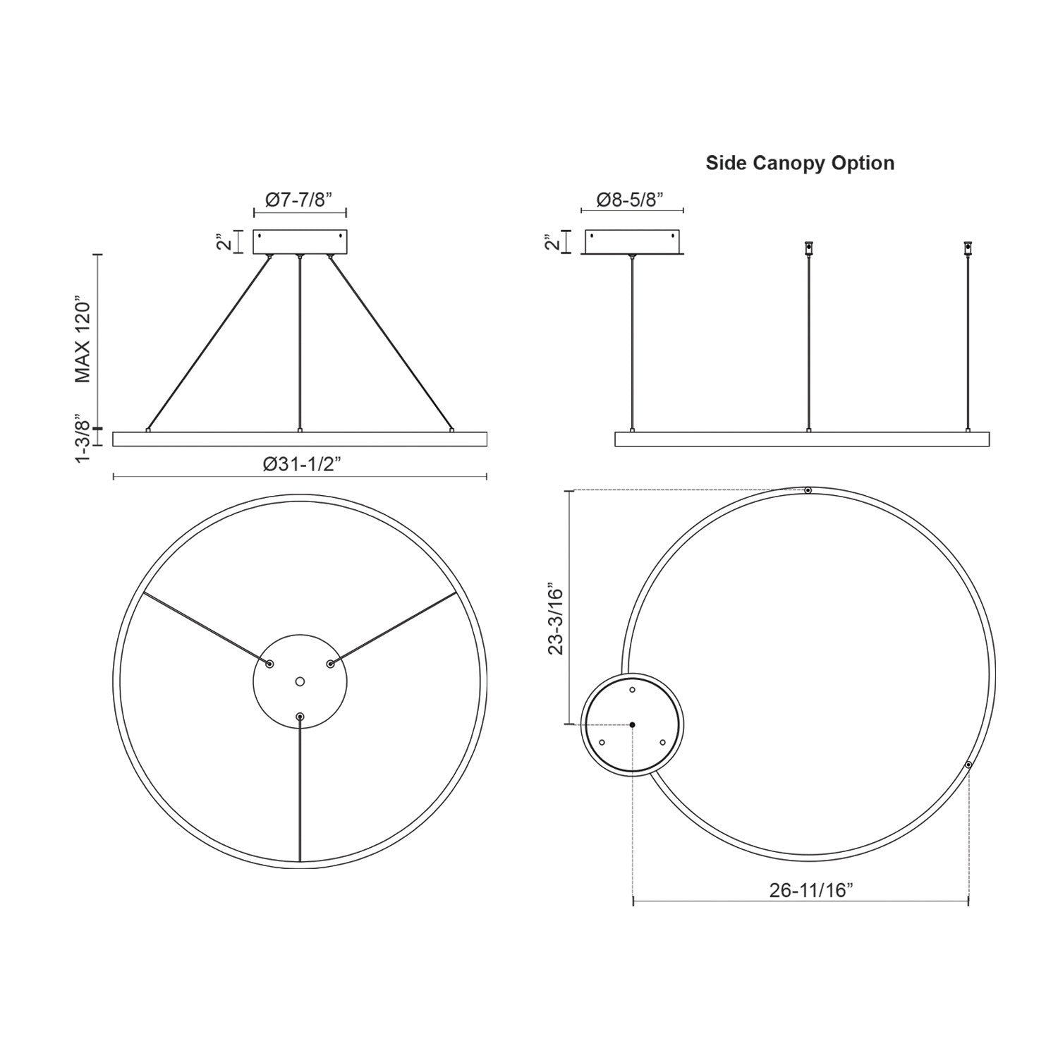 Kuzco Cerchio PD87132-WH-UNV-010 Pendant Light Fixture, UL Damp Rated, Matte Powder-Coated