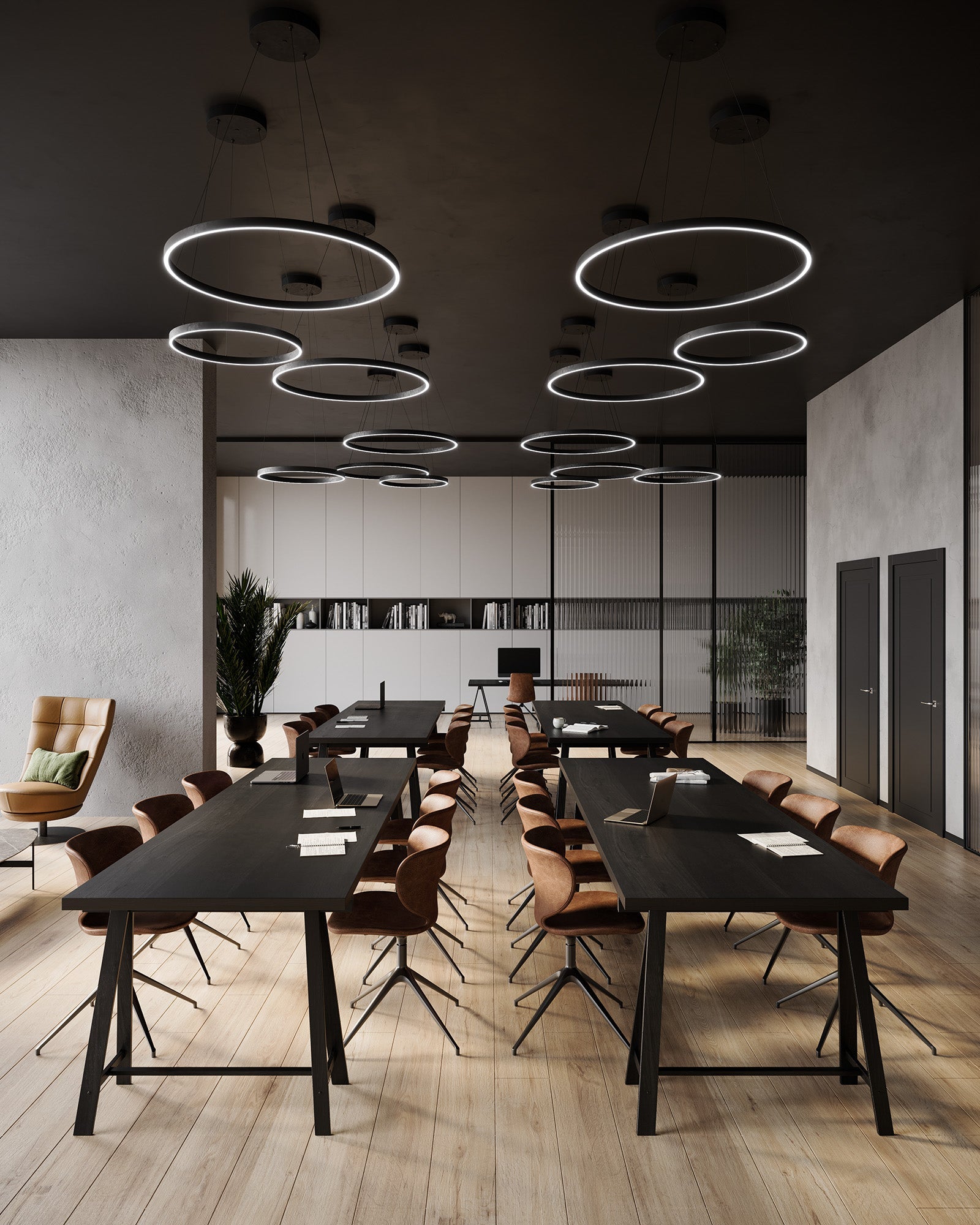 Kuzco Cerchio 36-in Black LED Pendant, UL Listed, Black