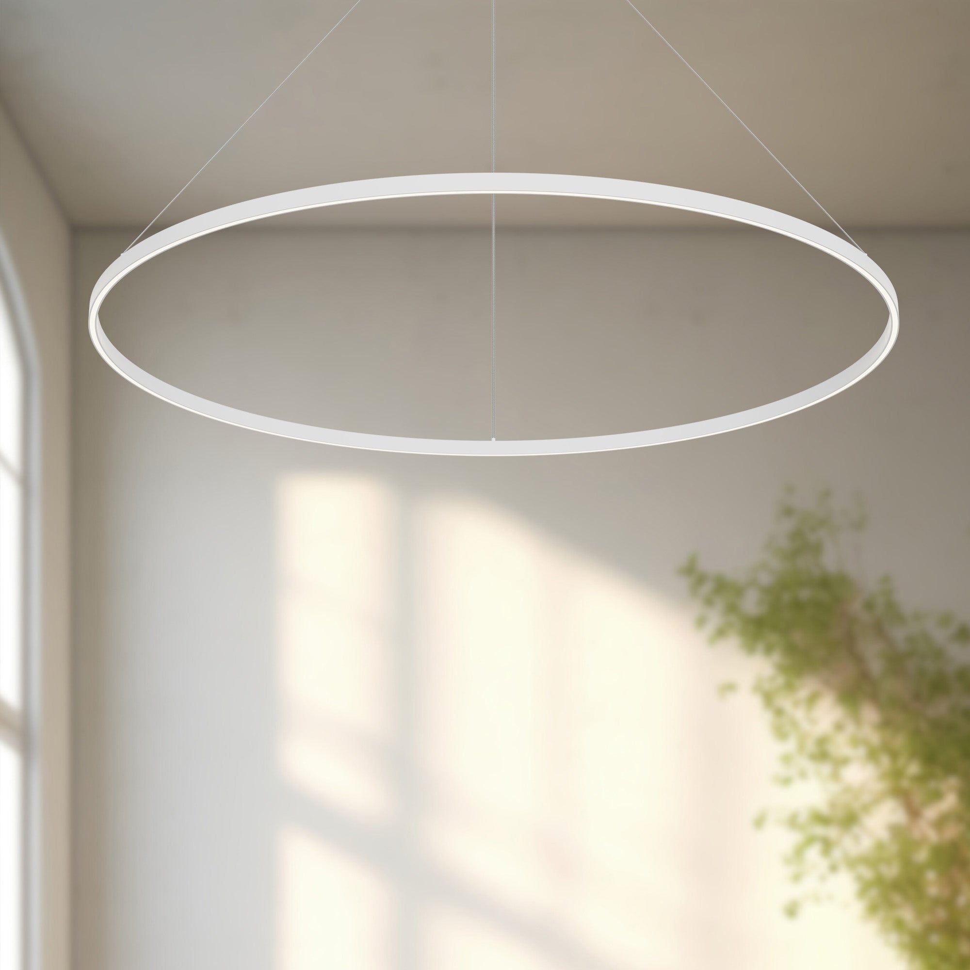 Kuzco Cerchio 60-in White LED Pendant, PD87160-WH-UNV-010 Pendant, Flush Silicone Diffuser, White