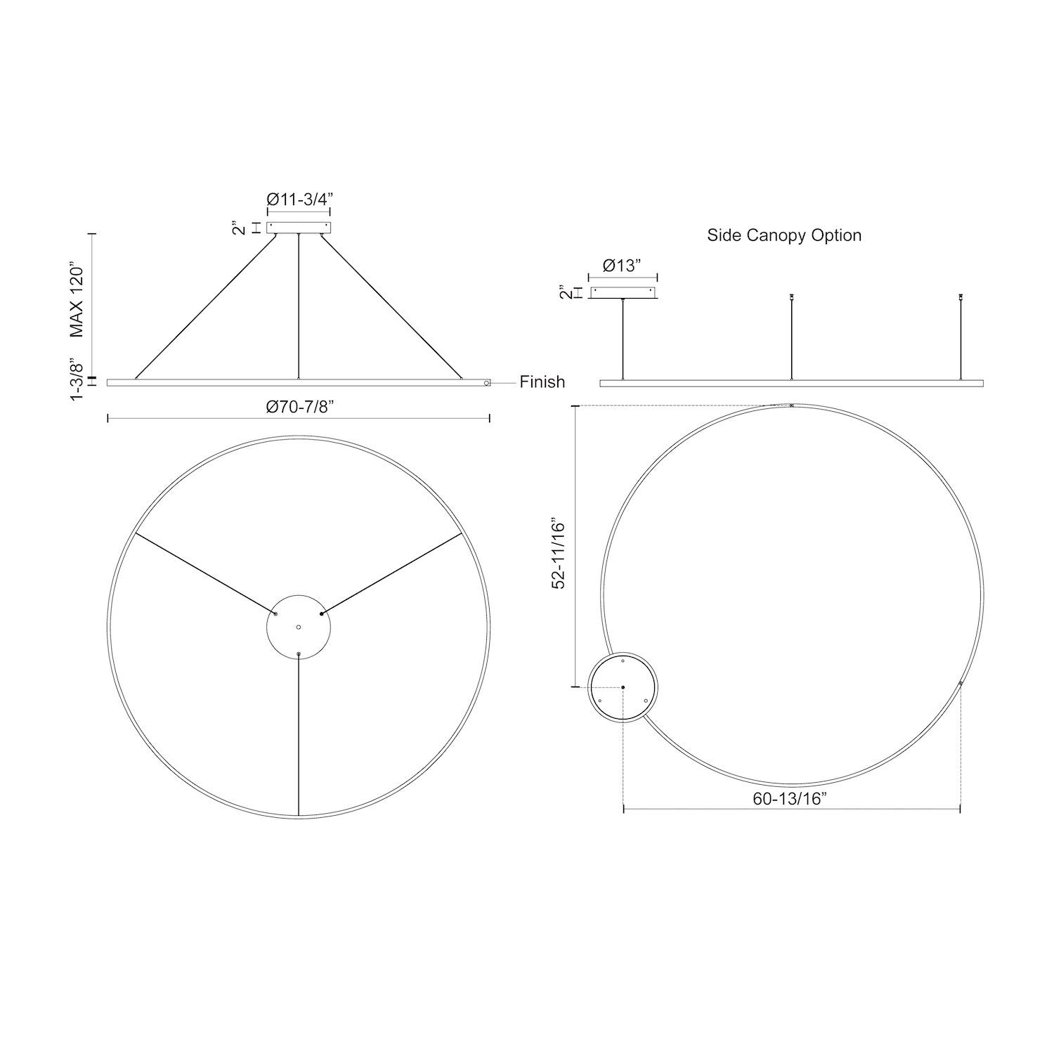 Kuzco Cerchio PD87172-WH-UNV-010 LED Pendant Light Fixture, UL Damp Rated, White
