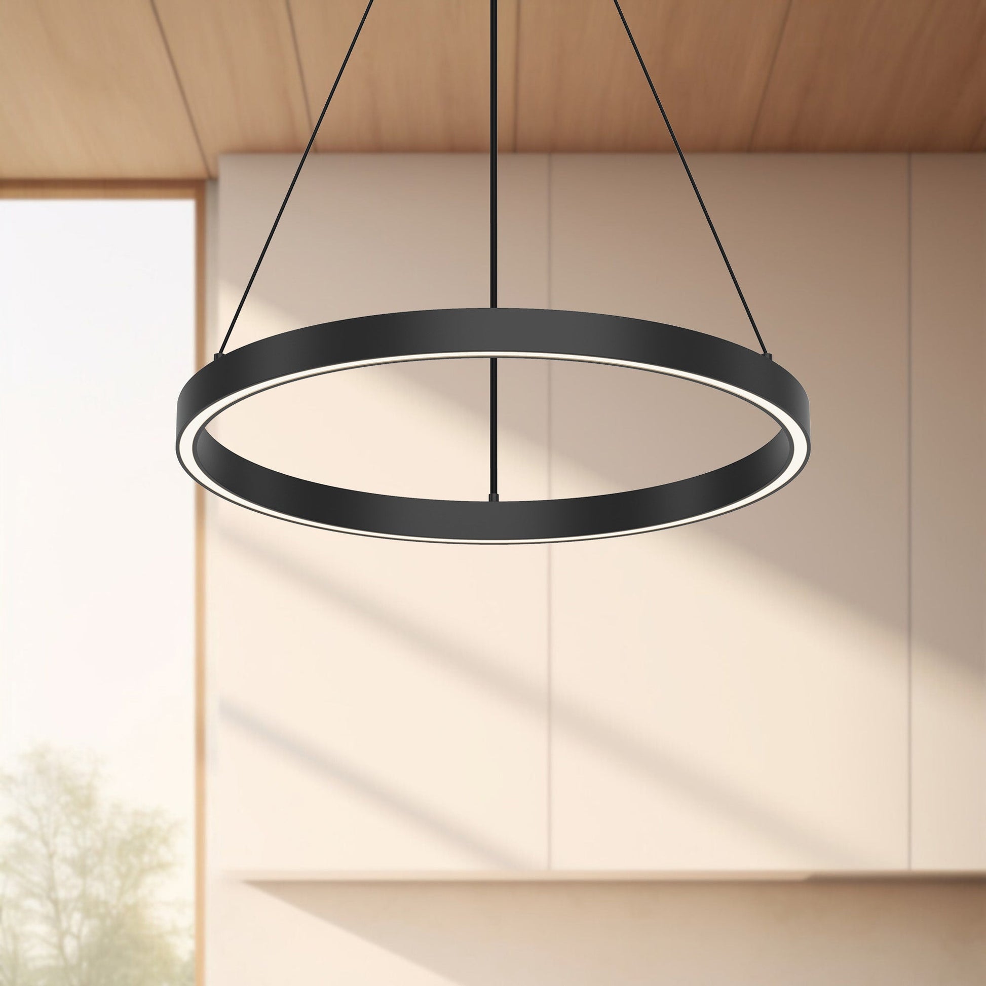 Kuzco Cerchio 18-in Black LED Pendant, UL Damp Rated, Black