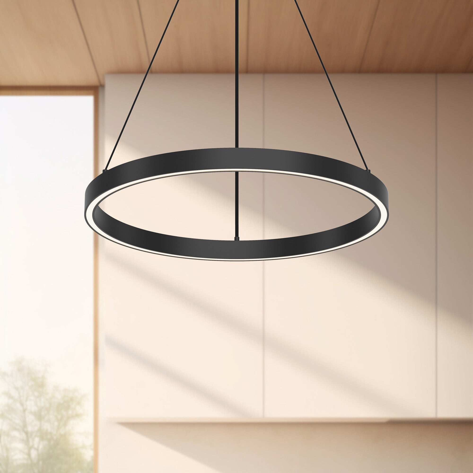 Kuzco Cerchio 18-in Black LED Pendant, UL Damp Rated, Black